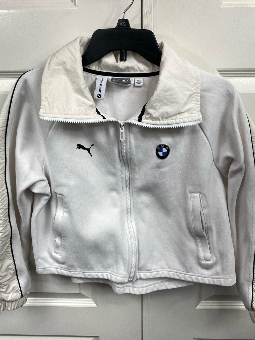 PUMA Jacket Womens BMW Motorsport  Full Zip Pockets Racing Crop XS White Extra S